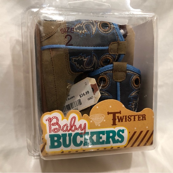 Twister Infant Baby Bucker Ben Brown and Navy Round Toe Cowboy Boots - Picture 3 of 4